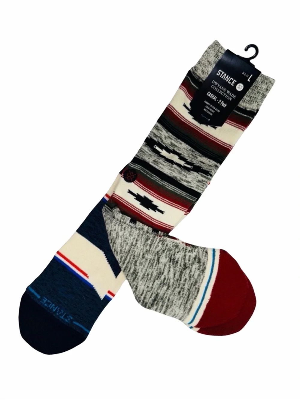 STANCE Striped Blanket Crew Socks - 2 Pack - Size Large - 4 Sets (8 Pairs)